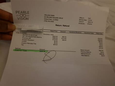 pearle vision receipt.